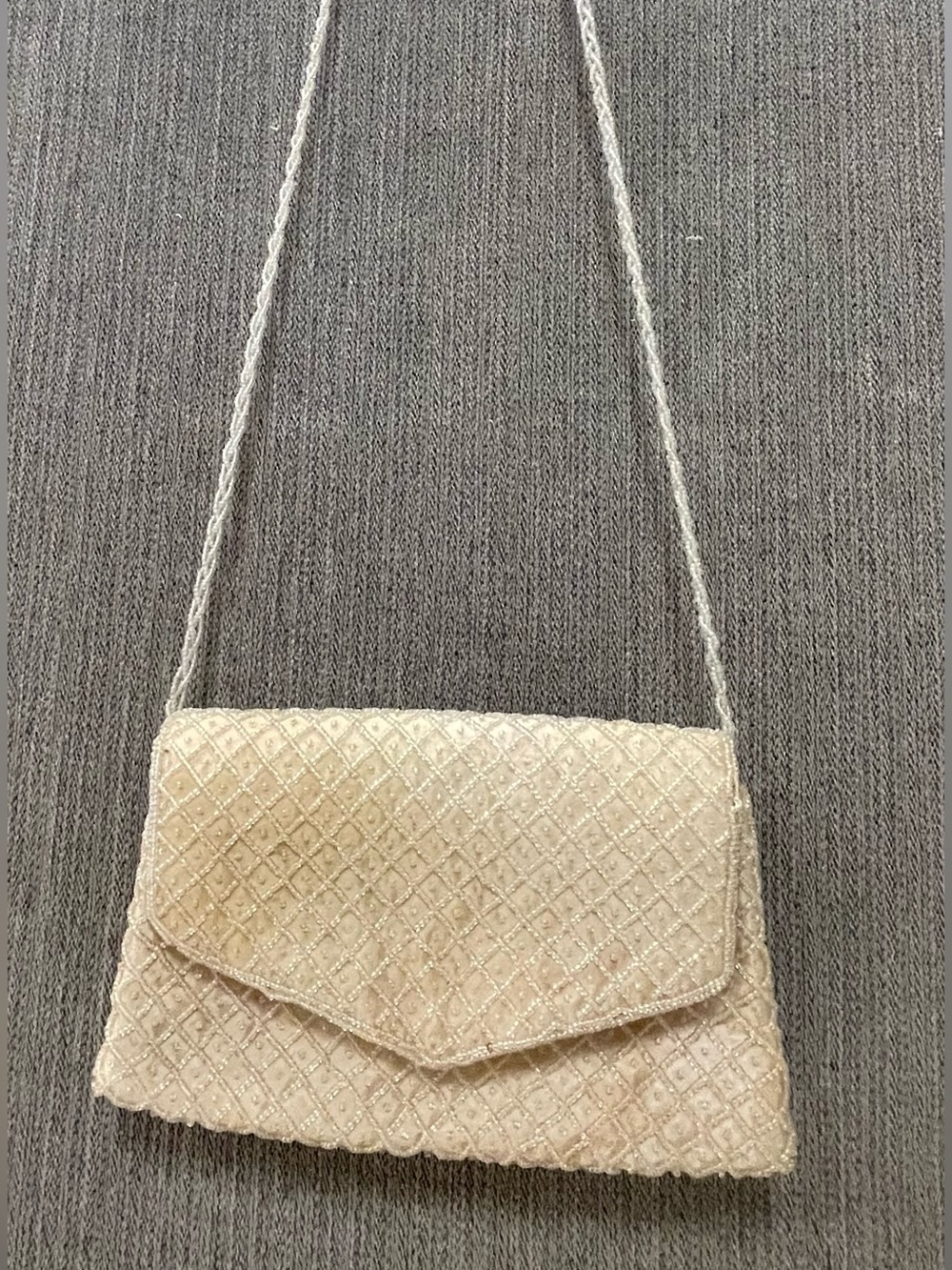 Beautiful Vintage La Regale Ivory Beaded Purse with Beaded Strap